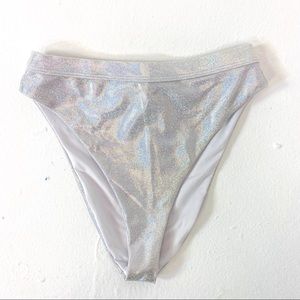 SILVER SPARKLE RAVE SHORTS